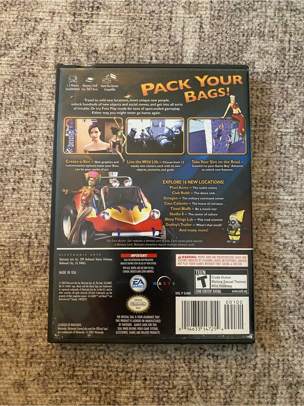 Sims Bustin' Out (Nintendo GameCube, 2003) Game Only - Picture 2 of 3
